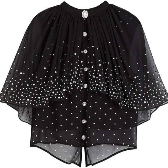 Rabanne x H&M Embellished Chiffon Cape Top – Black (XXL / EUR 54) - Picture 1 of 6
